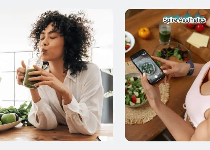 Image of woman looking into her diet and fat freezing City of London to improve her health